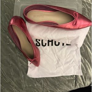 Schulz - Pink Metallic Pointy Toed Ballerina Flats.  Size 8, never worn.